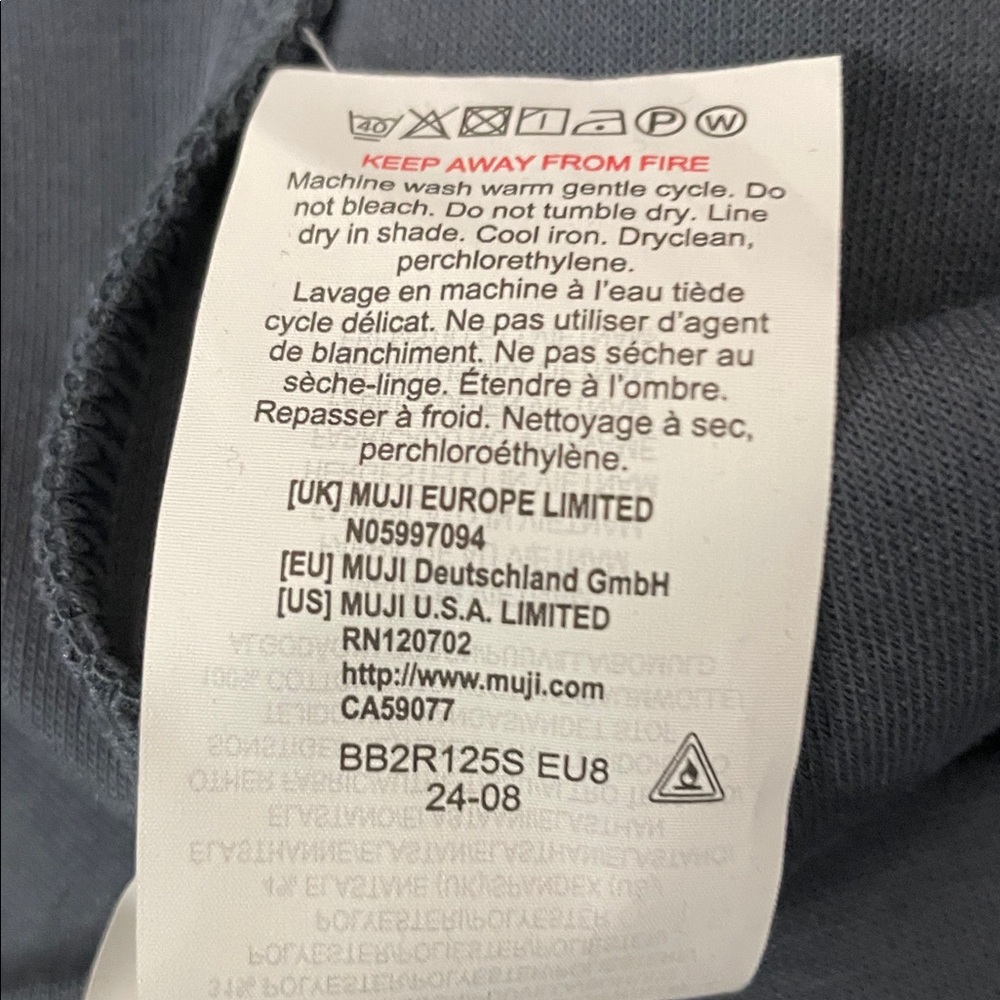 Muji Blue Snap Cardigan Sweatshirt Womens Size Medium M Scuba Cotton Fleece - Picture 11 of 11